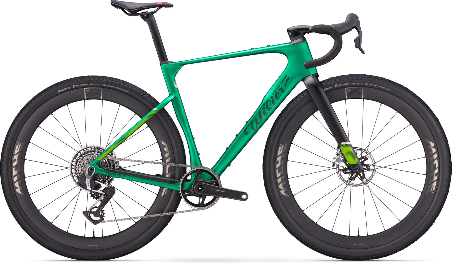 Rave SLR ID2 E628T3G (with carbon F BAR) V10 Pixel Green Matt SRAM RED XPLR AXS E1 1x13S MICHE AERO GRAFF CARBON 48 mm 2026