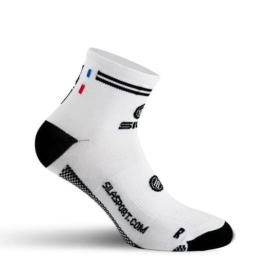 CHAUSSETTES RACING SILA - Courtes BLANC / NOIR Référence 2585 A-CHAUSSETTES SILA SPORTS