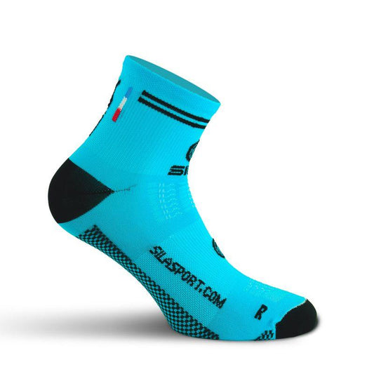 CHAUSSETTES RACING SILA - Courtes BLEU CYAN / NOIR Référence 2591 A-CHAUSSETTES SILA SPORTS