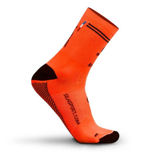 CHAUSSETTES RACING SILA - MI-HAUTES ORANGE FLUO / NOIR A-SOCQUETTES SILA SPORT