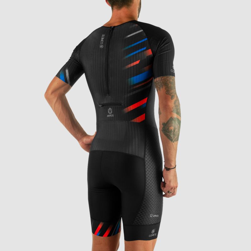 COMBINAISON ROLLER ELITE ARMOS COMETE BLEU/ROUGE MC V-COMBINAISON SILA SPORT