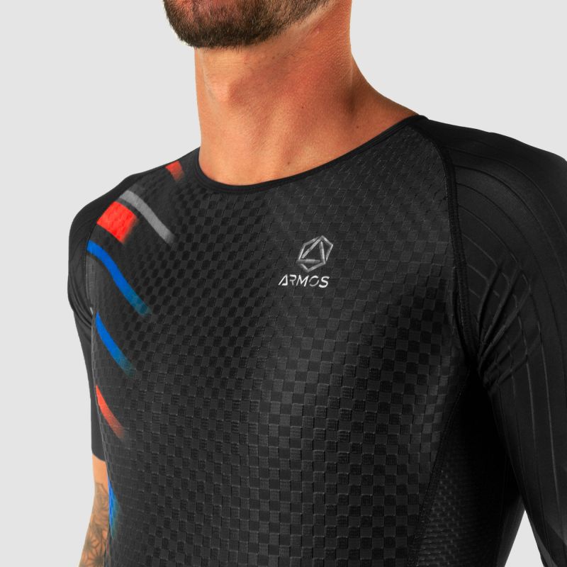 COMBINAISON ROLLER ELITE ARMOS COMETE BLEU/ROUGE MC V-COMBINAISON SILA SPORT