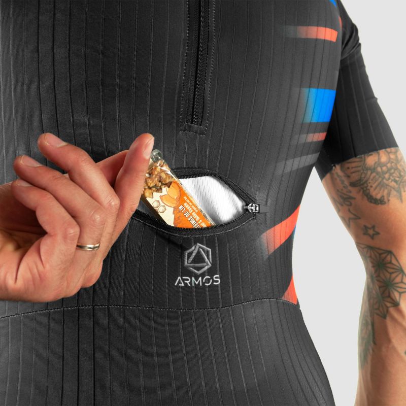 COMBINAISON ROLLER ELITE ARMOS COMETE BLEU/ROUGE MC V-COMBINAISON SILA SPORT