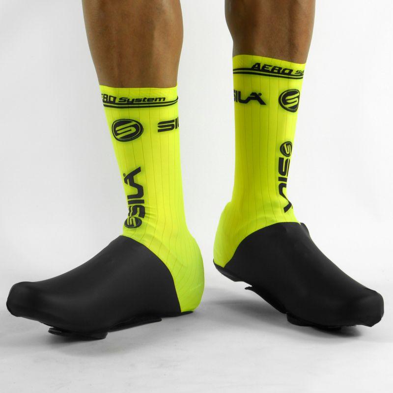 COUVRE CHAUSSURES PRO AERO SILA Lycra - Jaune Fluo Référence 2428 A-COUVRE CHAUSSURES SILA SPORT