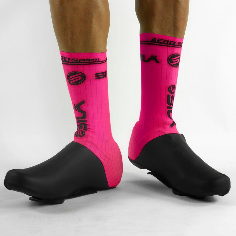 COUVRE CHAUSSURES PRO AERO SILA Lycra - Rose Fluo - 2429 A-COUVRE CHAUSSURES SILA SPORT