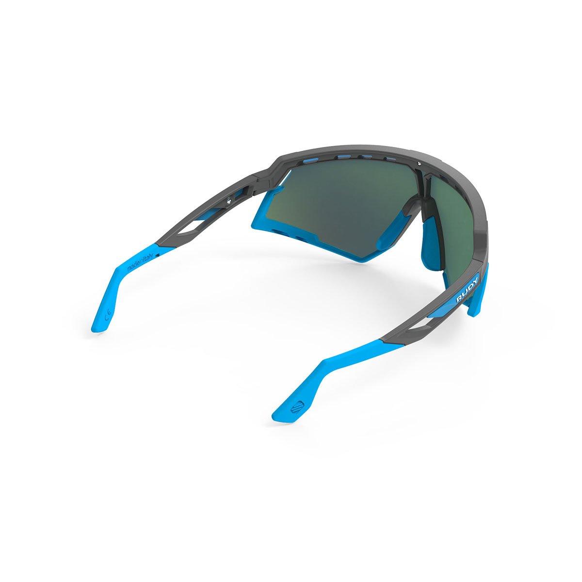 LUNETTES DEFENDER / PYOMBO MATTE FRAME ET MULTILASER BLUE LENSES AZUR BUMPERS E-LUNETTES RUDY PROJECT