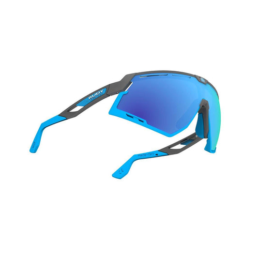 LUNETTES DEFENDER / PYOMBO MATTE FRAME ET MULTILASER BLUE LENSES AZUR BUMPERS E-LUNETTES RUDY PROJECT