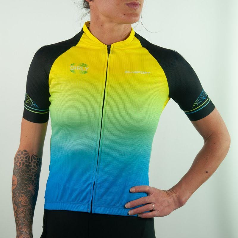 MAILLOT FEMME EVO SILASPORT GIRLY STYLE JAUNE MC V-MAILLOT SILA SPORTS