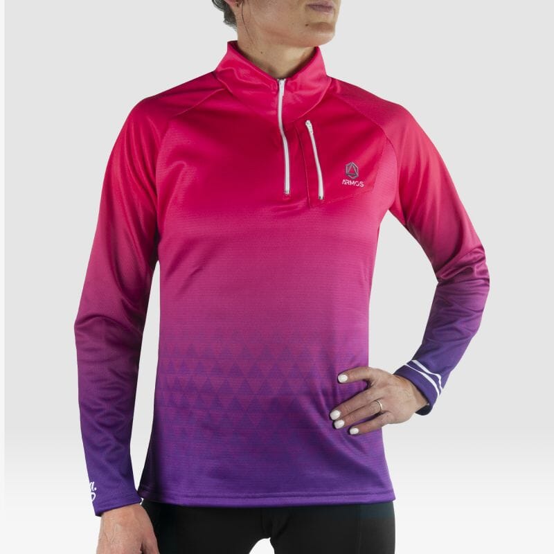 MAILLOT RUNNING FEMME HIVER ARMOS DANA ROSE V-MAILLOT SILA SPORT