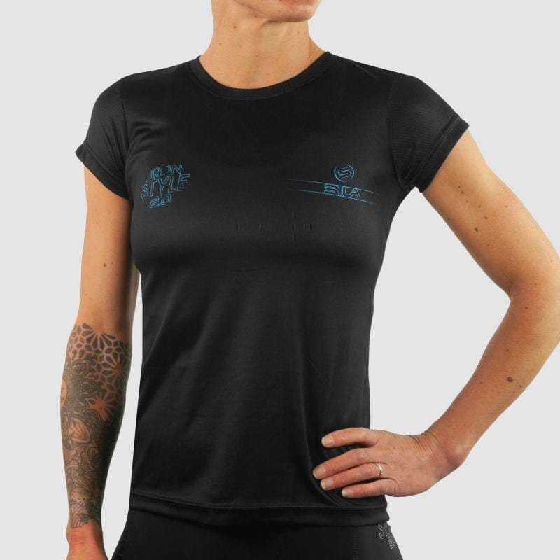 MAILLOT RUNNING FEMME IRON STYLE 2.0 BLEU V-MAILLOT SILA SPORTS