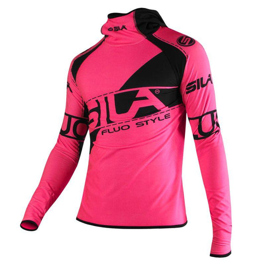 MAILLOT RUNNING HIVER - SILA FLUO STYLE 3 - ROSE 2424 V-MAILLOT SILA SPORT S FLUO STYLE 3 - ROSE