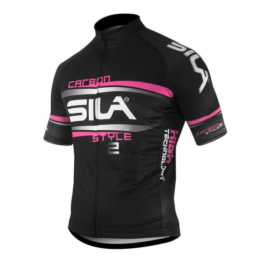 MAILLOT SILA CARBON STYLE 2 ROSE - Manches courtes Référence 1629 - V-MAILLOT LACTIKS