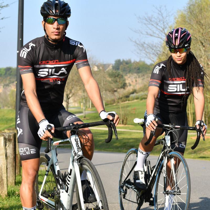 MAILLOT SILA CARBON STYLE 2 ROUGE - Manches courtes Référence 1626 V-MAILLOT LACTIKS