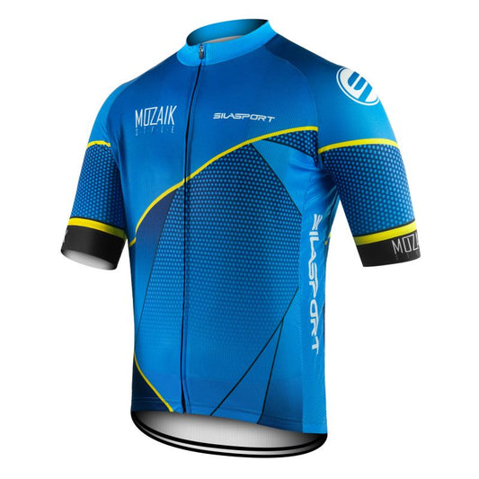 MAILLOT SILASPORT MOZAIK STYLE BLEU MC V-MAILLOT SILA SPORTS XS BLEU