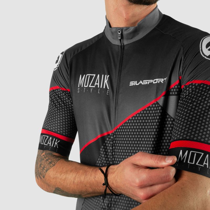 MAILLOT SILASPORT MOZAIK STYLE GRIS MC V-MAILLOT SILA SPORTS
