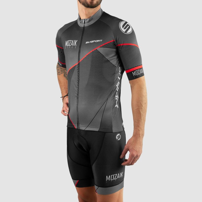 MAILLOT SILASPORT MOZAIK STYLE GRIS MC V-MAILLOT SILA SPORTS