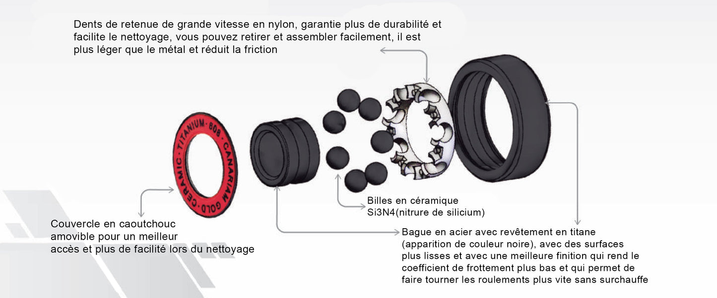 ROULEMENTS TWINCAM CERAMIC TITANIUM CANARIAM (16pcs) M-ROULEMENT CANARIAM