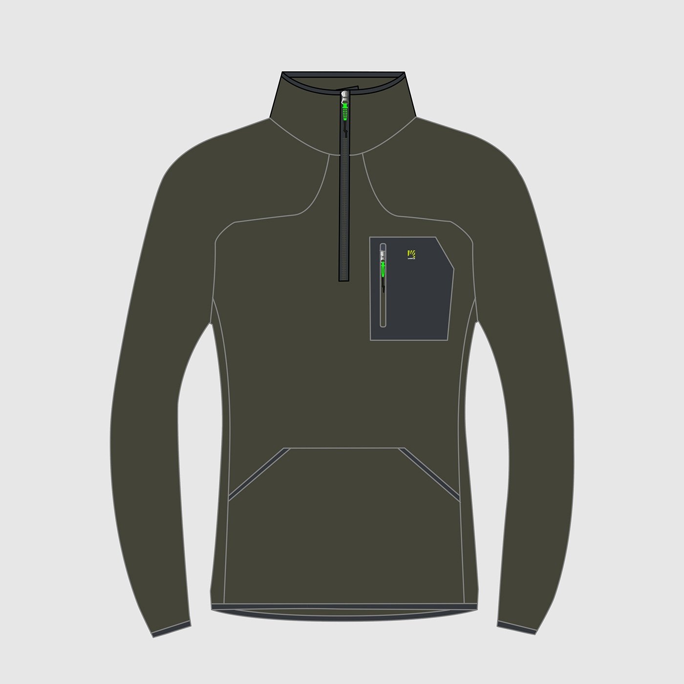 ROCCHETT HALF-ZIP FLEECE DEEP/GREY WOOD | 2531098-007 2026