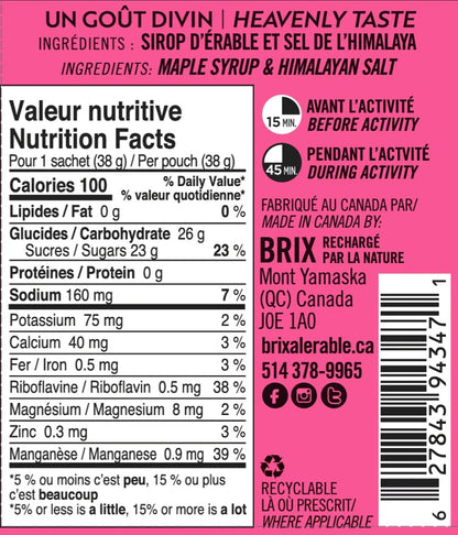 BRIX ERABLE  SEL D'HIMALAYA   UNE DOSE  UNITÉ   /12  /24  38G