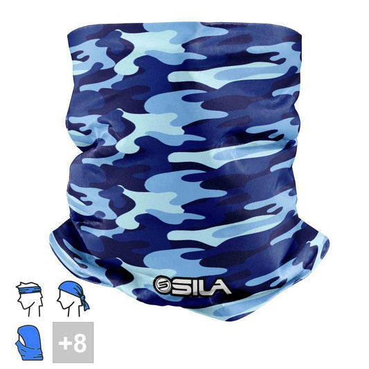 BANDANA TOUR DE COU multifonction SILA CAMO Bleu A-BANDANA SILA SPORTS 