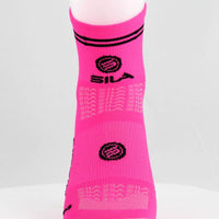 CHAUSSETTES RACING SILA - Courtes ROSE FLUO / NOIR Référence 2588 A-CHAUSSETTES SILA SPORTS 