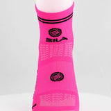 CHAUSSETTES RACING SILA - Courtes ROSE FLUO / NOIR Référence 2588 A-CHAUSSETTES SILA SPORTS 