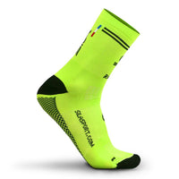 LOT DE 2 CHAUSSETTES RACING SILA - MI-HAUTES JAUNE FLUO / NOIR  X2   1897