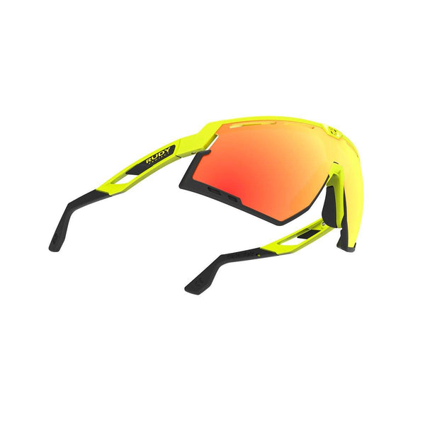 LUNETTES DEFENDER CADRE JAUNE FLUO GLOSS ET VERRES MULTILASER ORANGE PARE-CHOCS NOIRS E-LUNETTES RUDY PROJECT 