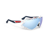 LUNETTES DEFENDER /DEFENDER WHITE GLOSS FRAME ET LENTILLES MULTILASER ICE FADE BLUE RED STRIPES BUMPERS E-LUNETTES RUDY PROJECT 