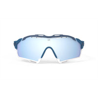 LUNETTES LIGNE DE COUPE /COULEUR CUTLINE MONTURE PACIFIC BLUE MATTE AVEC VERRES MULTILASER ICE BUMPERS BLANCS E-LUNETTES RUDY PROJECT 