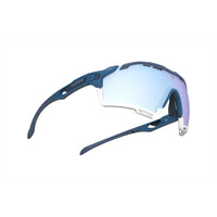 LUNETTES LIGNE DE COUPE /COULEUR CUTLINE MONTURE PACIFIC BLUE MATTE AVEC VERRES MULTILASER ICE BUMPERS BLANCS E-LUNETTES RUDY PROJECT 