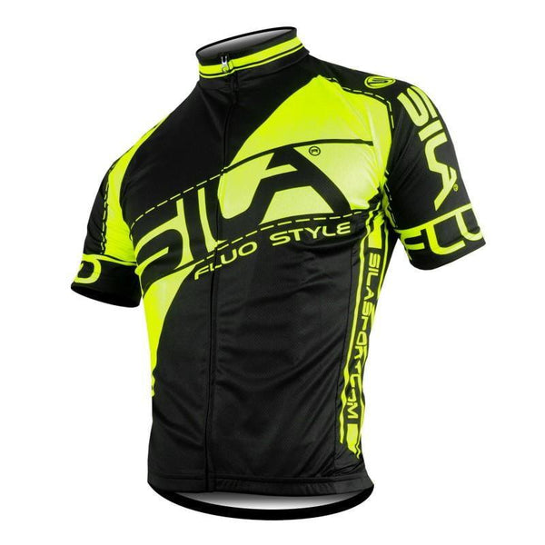 MAILLOT MAILLOT FLUO STYLE 3 JAUNE MANCHES COURTES V-MAILLOT SILA SPORT XS 1217 NOIR/JAUNE FLUO