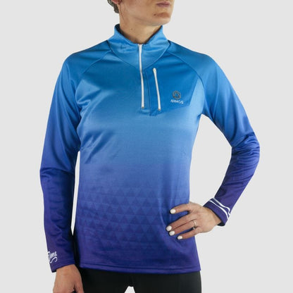 MAILLOT RUNNING FEMME HIVER ARMOS DANA BLEU V-MAILLOT SILA SPORT 