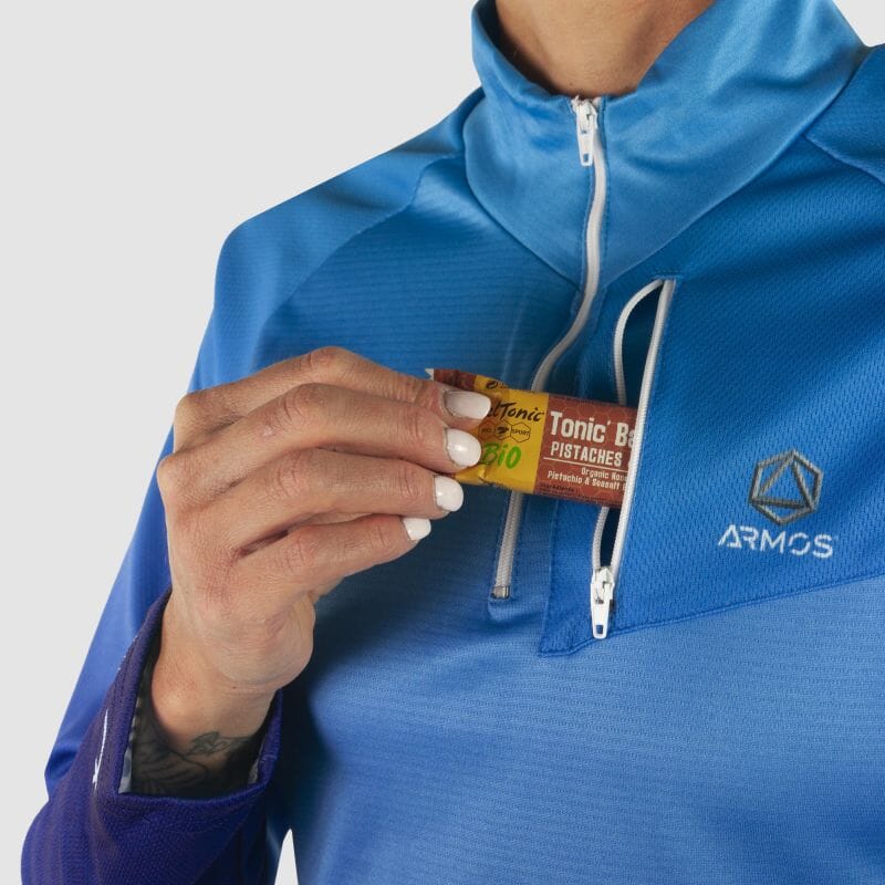 MAILLOT RUNNING FEMME HIVER ARMOS DANA BLEU V-MAILLOT SILA SPORT 