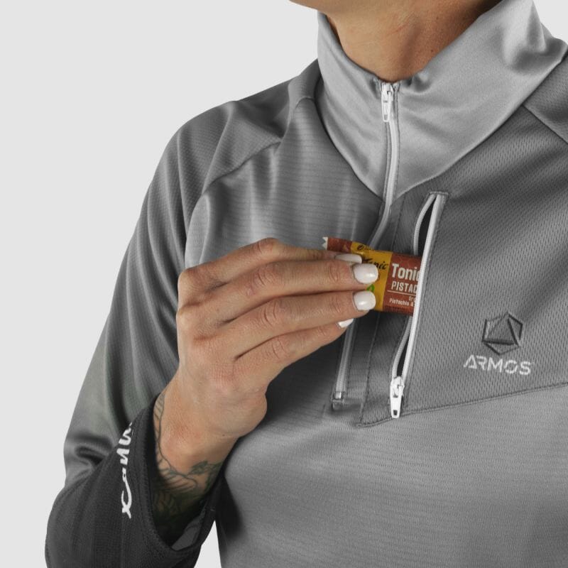 MAILLOT RUNNING FEMME HIVER ARMOS DANA GRIS V-MAILLOT SILA SPORT 