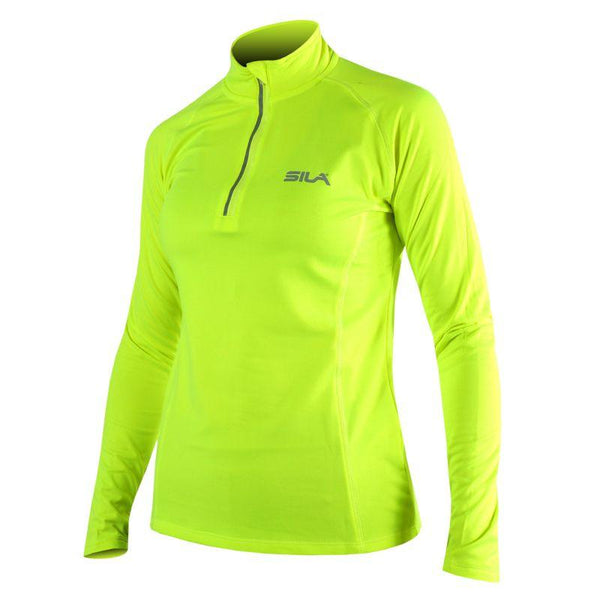 MAILLOT RUNNING FEMME - SILA PRIME JAUNE FLUO - MANCHES LONGUES 1864 V-MAILLOT SILA SPORT S JAUNE FLUO 
