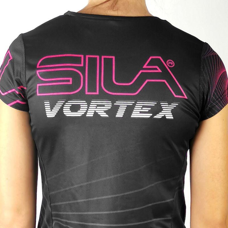 MAILLOT RUNNING FEMME SILA VORTEX - NOIR/ROSE Référence 2227 - V-MAILLOT SILA SPORT 