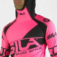 MAILLOT RUNNING HIVER - SILA FLUO STYLE 3 - ROSE 2424 V-MAILLOT SILA SPORT 