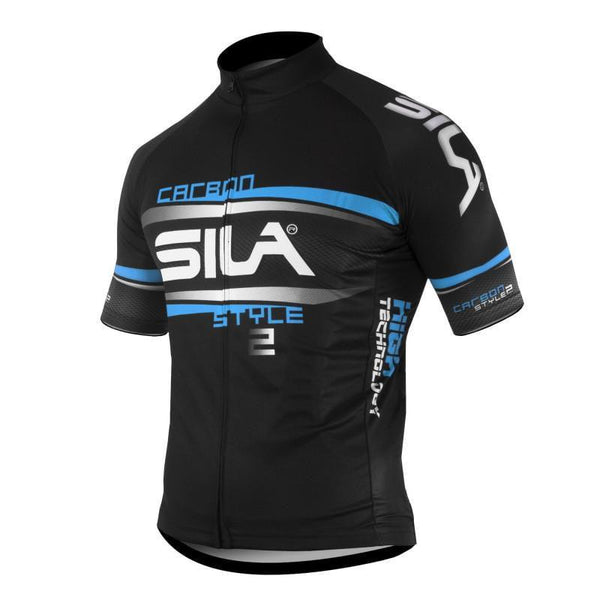 MAILLOT SILA CARBON STYLE 2 BLEU - Manches courtes Référence 1627 V-MAILLOT LACTIKS 