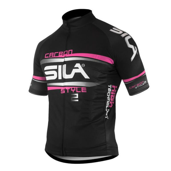 MAILLOT SILA CARBON STYLE 2 ROSE - Manches courtes Référence 1629 - V-MAILLOT LACTIKS 