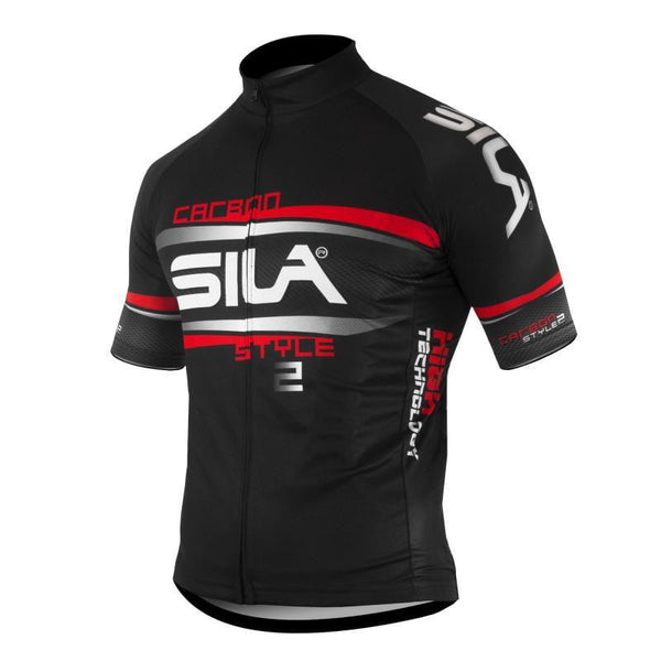 MAILLOT SILA CARBON STYLE 2 ROUGE - Manches courtes Référence 1626 V-MAILLOT LACTIKS 