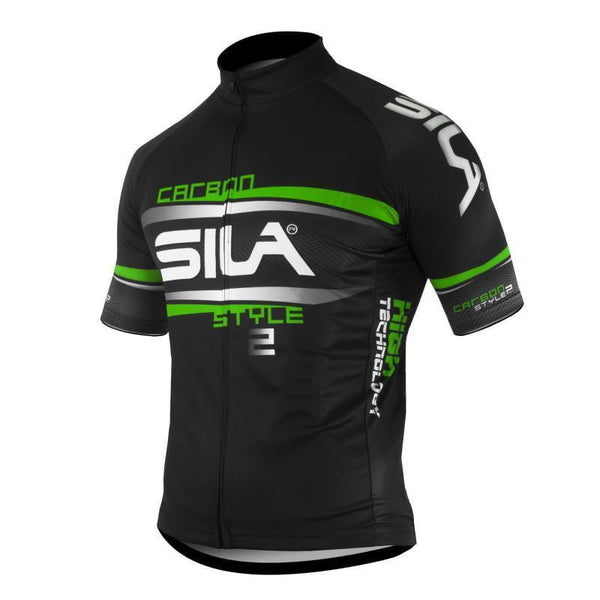 MAILLOT SILA CARBON STYLE 2 VERT - Manches courtes Référence 1628 - V-MAILLOT LACTIKS 