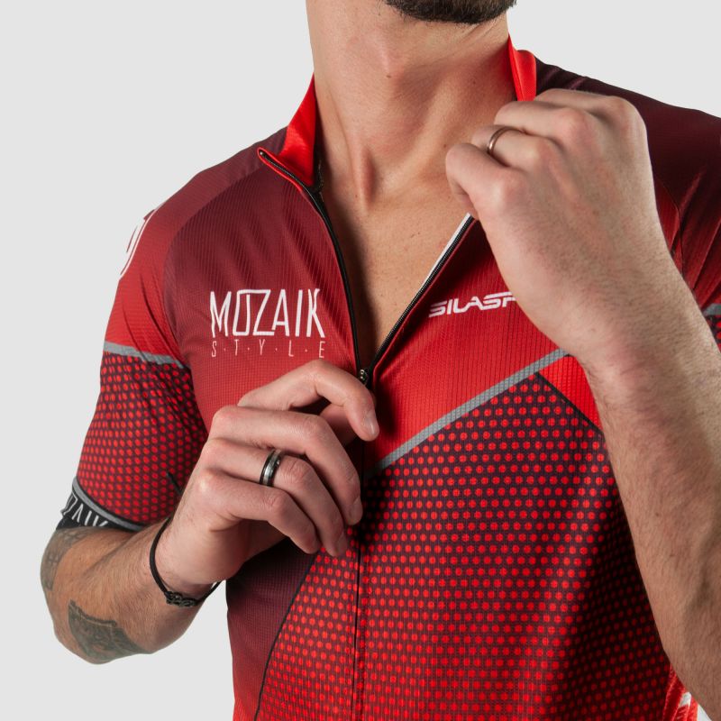MAILLOT SILASPORT MOZAIK STYLE ROUGE MC V-MAILLOT SILA SPORTS 