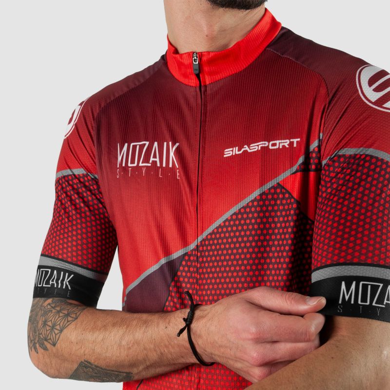 MAILLOT SILASPORT MOZAIK STYLE ROUGE MC V-MAILLOT SILA SPORTS 