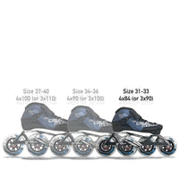 Roller Rookie Two pour enfants 4x84 | Configuration de course 3x90 + support de cheville supplémentaire R-CHAUSSURE CADOMOTUS 
