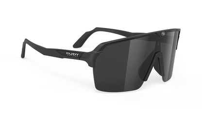 Spinshield Eyewear Color: Matte black frame with smoked black lenses. 2026