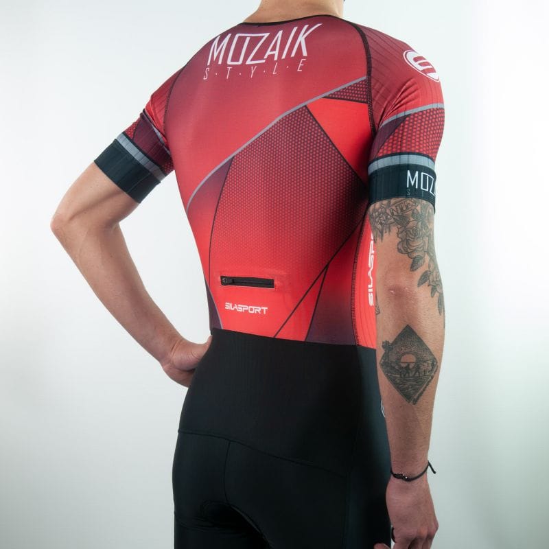 TRIFONCTION MC - CD SILASPORT MOZAIK STYLE ROUGE V-COMBINAISON SILA SPORTS 